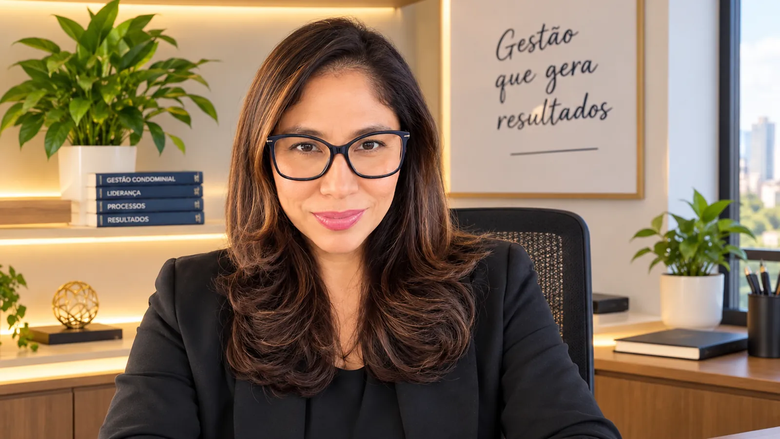 Silmara, síndica profissional, em seu escritório