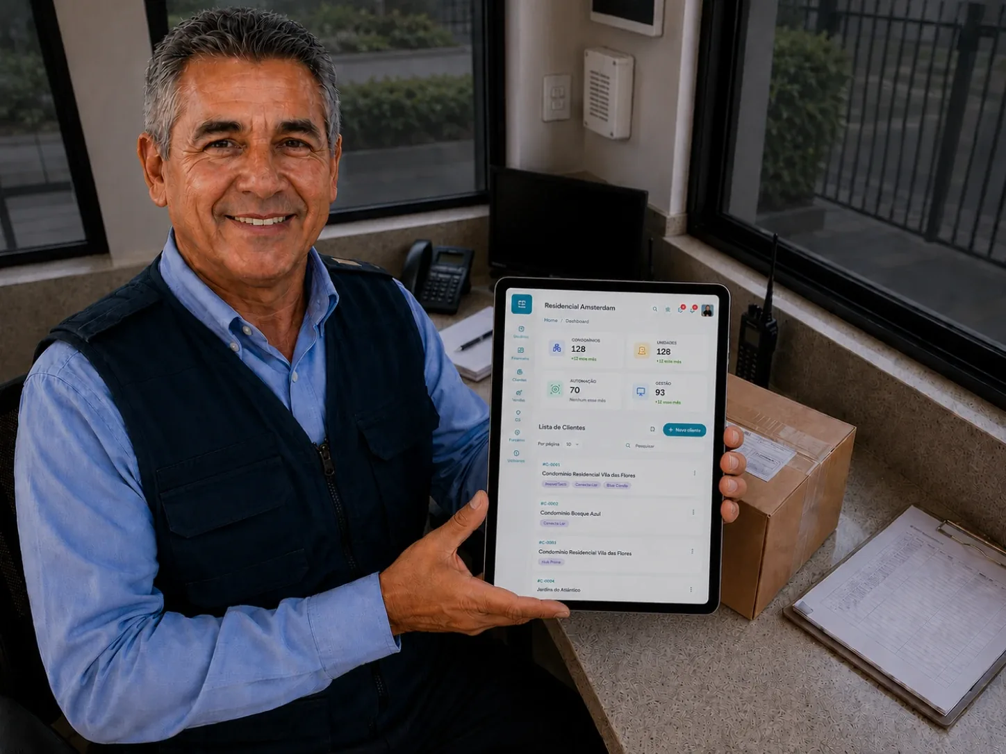 Sistema de portaria digital da Communy com registro de visitas, encomendas e ocorrências